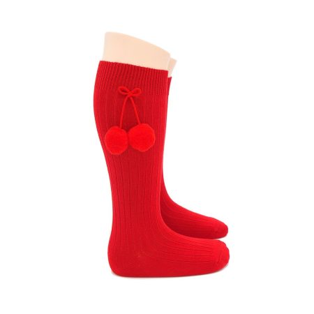 Calcetin Alto Borla Infantil Valentin Rojo