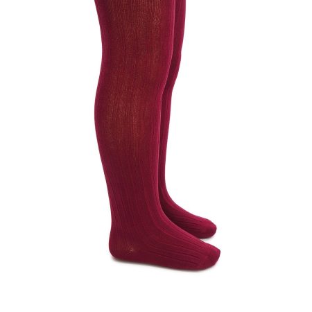 Leotardo Infantil Valentin Classic Ribbed Algodon Punto Canale Burdeos 01