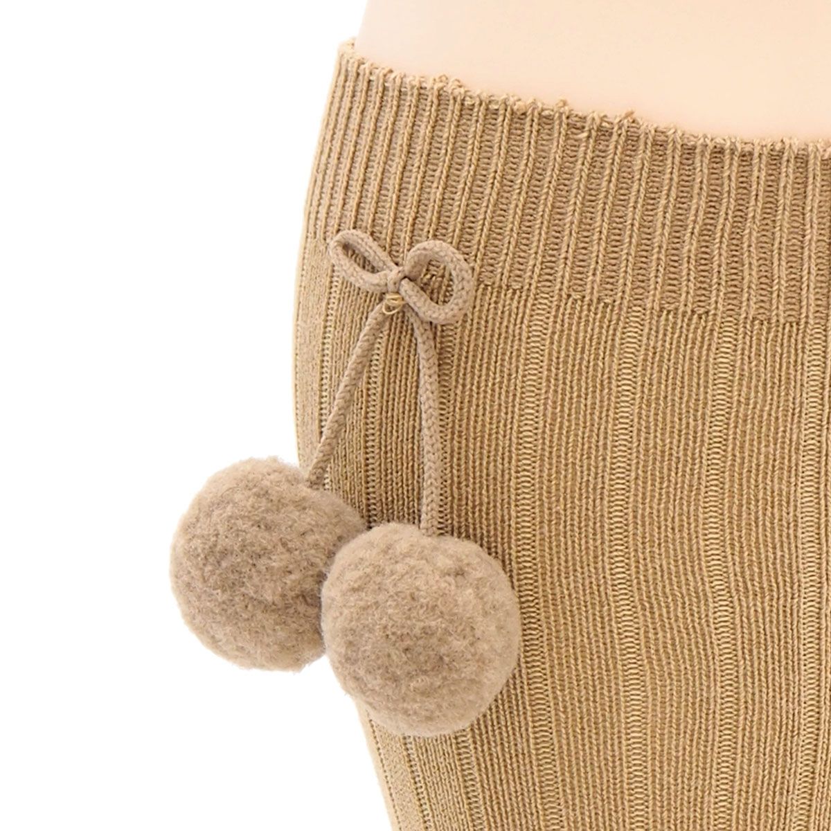 Calcetin Alto Borla Infantil Valentin Beige