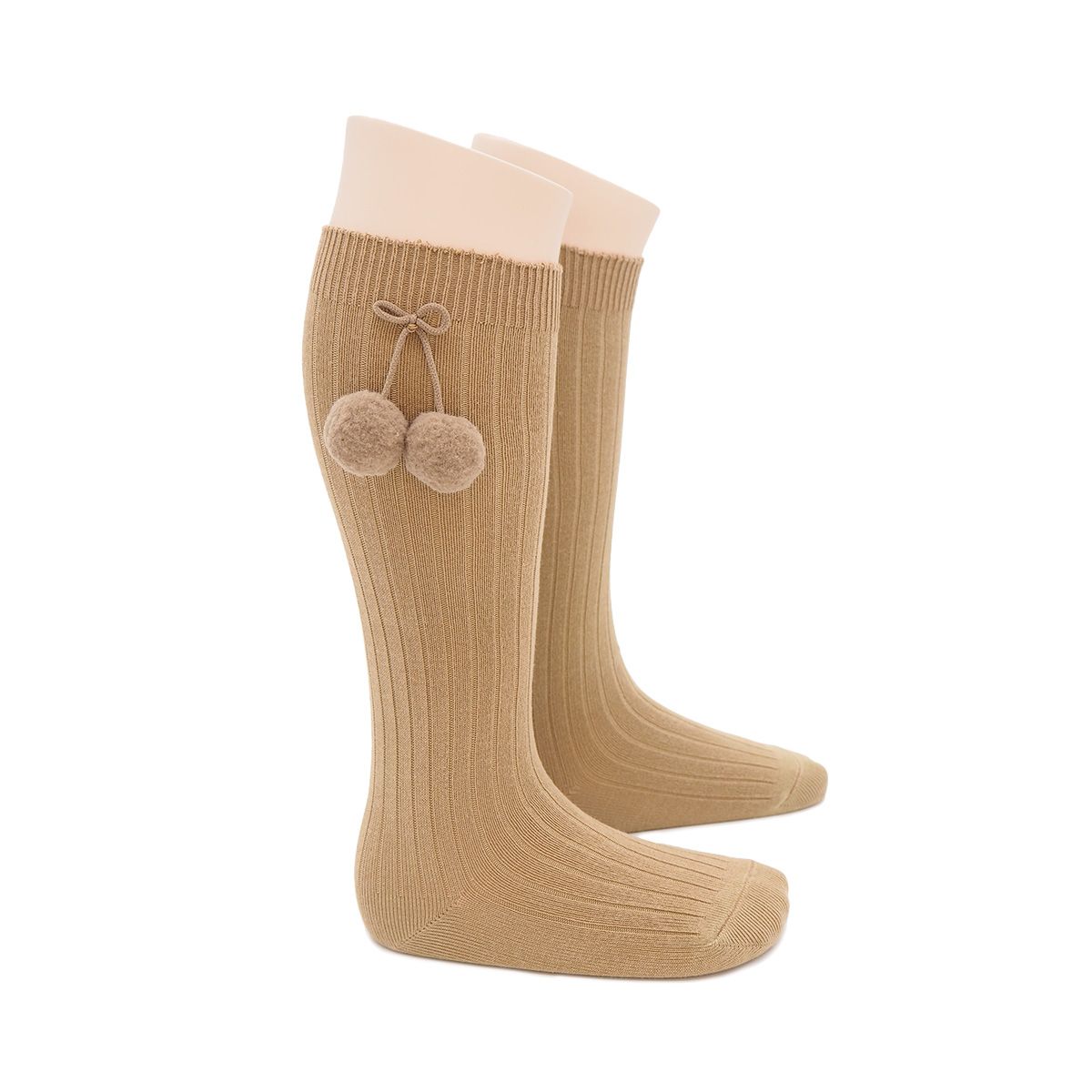 Calcetin Alto Borla Infantil Valentin Beige