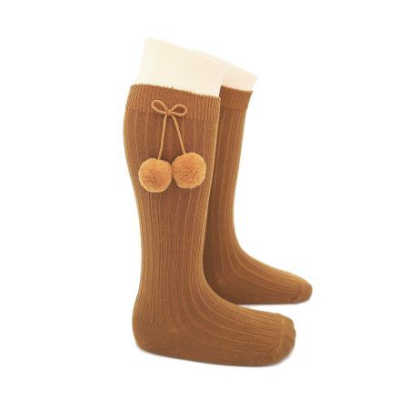 Calcetin Alto Borla Infantil Valentin Camel