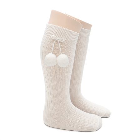 Calcetin Alto Borla Infantil Valentin Panna