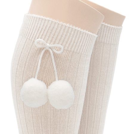 Calcetin Alto Borla Infantil Valentin Panna