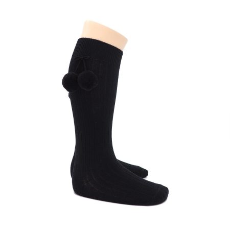 Calcetin Borla Infantil Valentin Negro 01