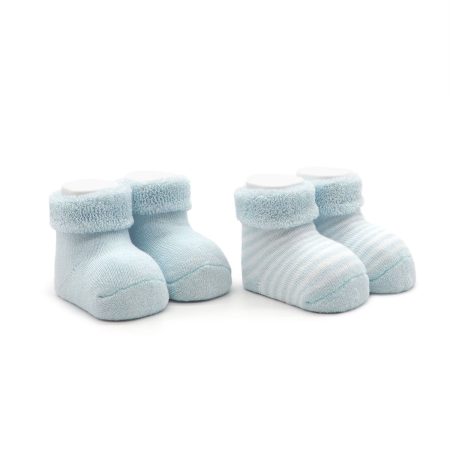 Calcetin Bebe Valantin Celeste Liso Listado 01