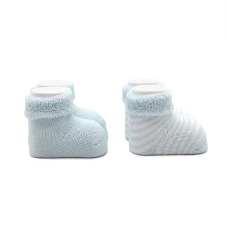 Calcetin Bebe Valantin Celeste Liso Listado 02