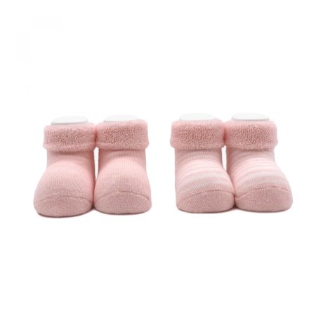 Calcetin Bebe Valantin Rosa Liso Listado 03 scaled