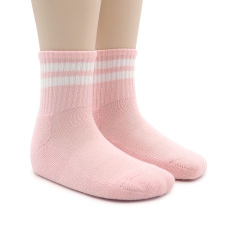 Calcetin Infantil Valentin Rayas Blanco Rosa Ninfea 02