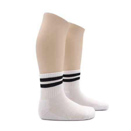 Calcetin Infantil Valentin Rayas Negro Blanco 01