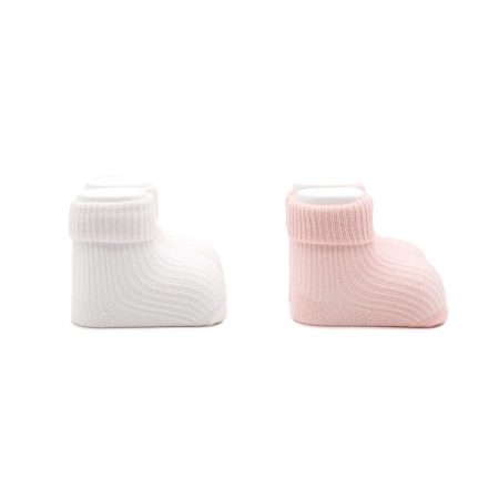 Pack2 calcetin calado bebe Valentin Blanco Rosa 01