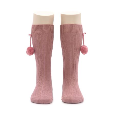 Calcetin Alto Borla Infantil Valentin Rosa Vintage 02