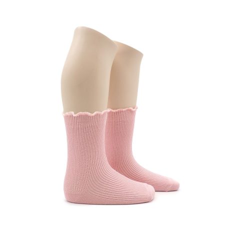Calcetin infantil Valentin fruncido color rosa 01