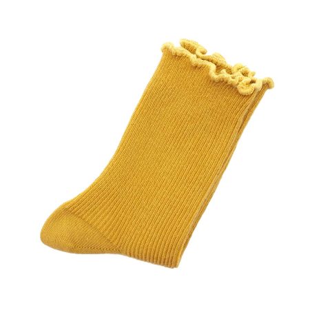 Calcetin infantil Valentin fruncido color senape 02