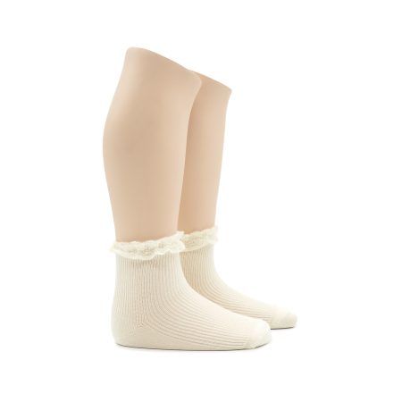 Calcetin Infantil Valentin Canale Puntilla Color Marfil