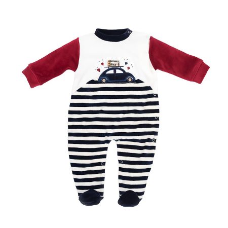 Pijama pepele bebe blanco negro rojo coche 01